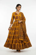 Block Print Anarkali Cotton Kurti