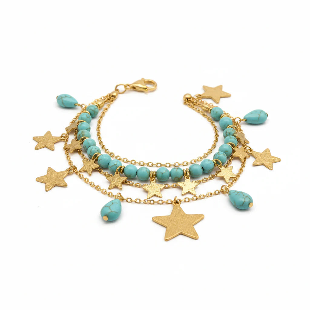 Boho Layered Turquoise Anklet