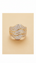 Diamond pave cocktail ring gold plated statement ring for women