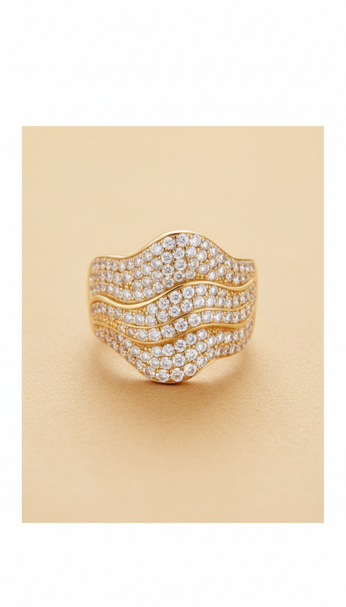 Diamond pave cocktail ring gold plated statement ring for women