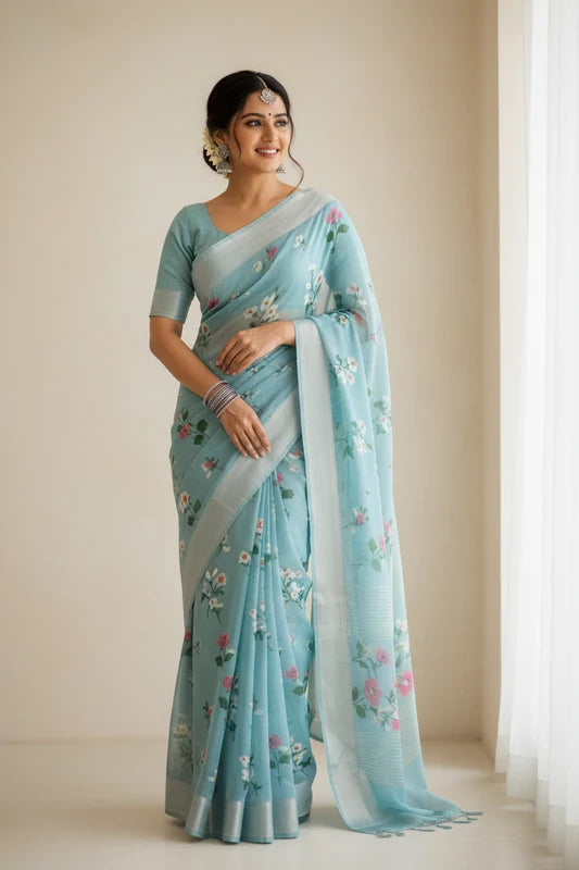 Floral Print Georgette Saree