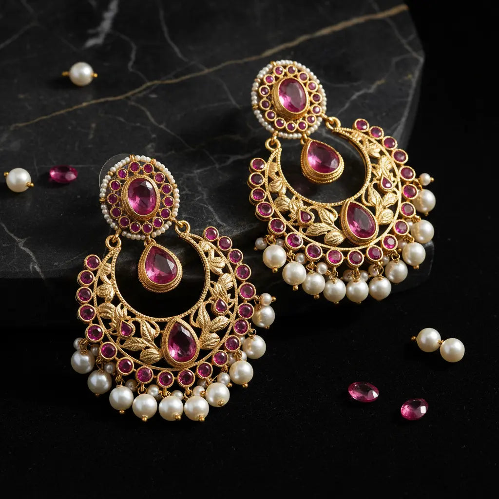 Pearl Drop Chandbali Earrings
