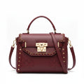 Structured Faux Leather Satchel Bag