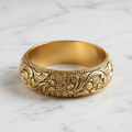 Floral Engraved Gold Kada Bangle