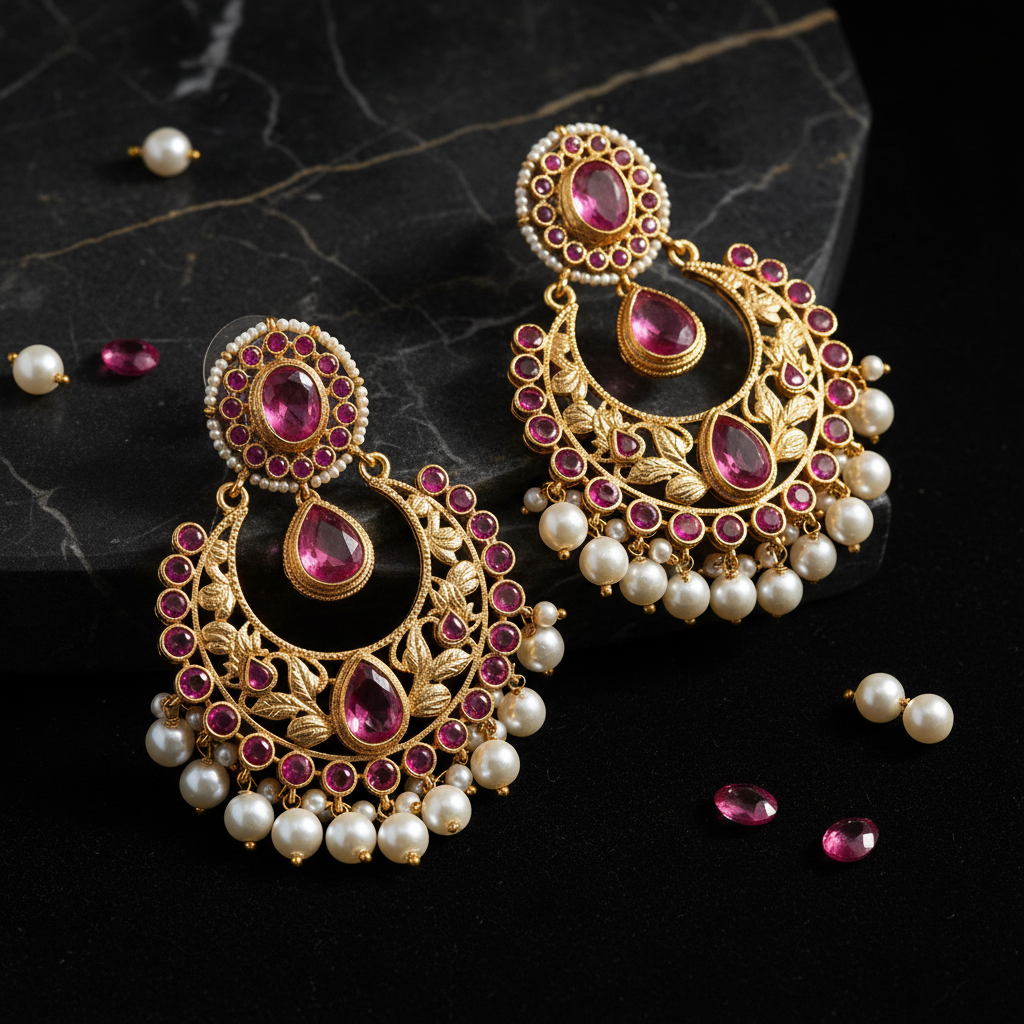 Pearl Drop Chandbali Earrings