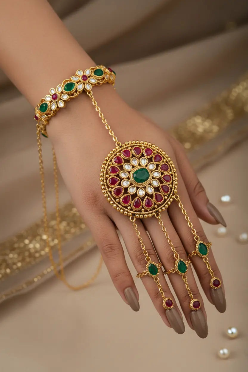 Kundan Haath Phool Hand Harness